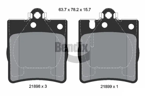 Bremsbelagsatz, Scheibenbremse Hinterachse BENDIX Braking BPD1253