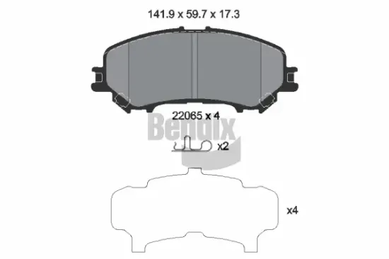 Bremsbelagsatz, Scheibenbremse Vorderachse BENDIX Braking BPD1485 Bild Bremsbelagsatz, Scheibenbremse Vorderachse BENDIX Braking BPD1485