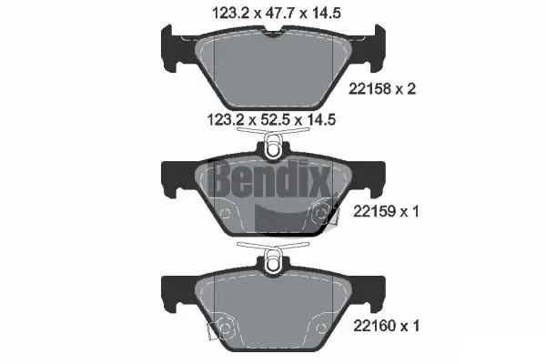 Bremsbelagsatz, Scheibenbremse Hinterachse BENDIX Braking BPD1876