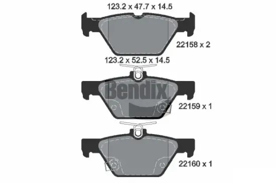 Bremsbelagsatz, Scheibenbremse Hinterachse BENDIX Braking BPD1876 Bild Bremsbelagsatz, Scheibenbremse Hinterachse BENDIX Braking BPD1876
