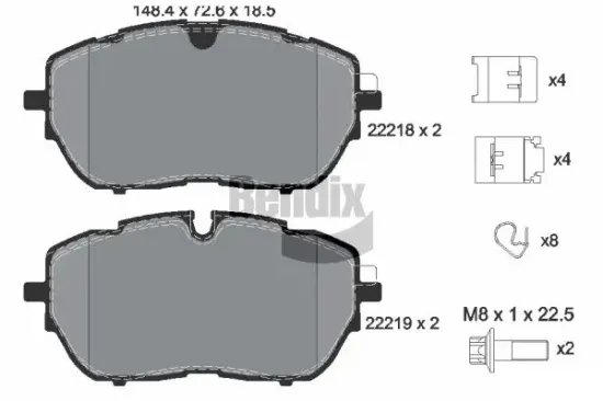 Bremsbelagsatz, Scheibenbremse Vorderachse BENDIX Braking BPD1542 Bild Bremsbelagsatz, Scheibenbremse Vorderachse BENDIX Braking BPD1542