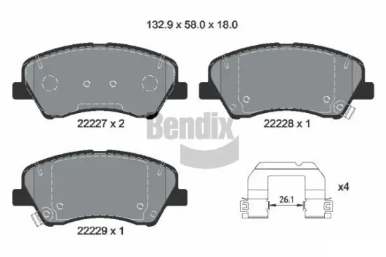 Bremsbelagsatz, Scheibenbremse Vorderachse BENDIX Braking BPD2343 Bild Bremsbelagsatz, Scheibenbremse Vorderachse BENDIX Braking BPD2343