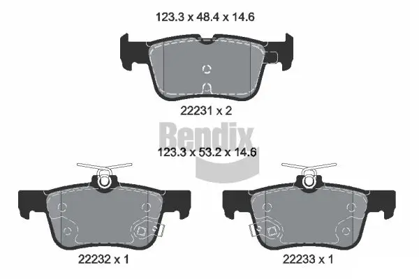 Bremsbelagsatz, Scheibenbremse Hinterachse BENDIX Braking BPD1628