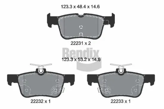 Bremsbelagsatz, Scheibenbremse Hinterachse BENDIX Braking BPD1628 Bild Bremsbelagsatz, Scheibenbremse Hinterachse BENDIX Braking BPD1628