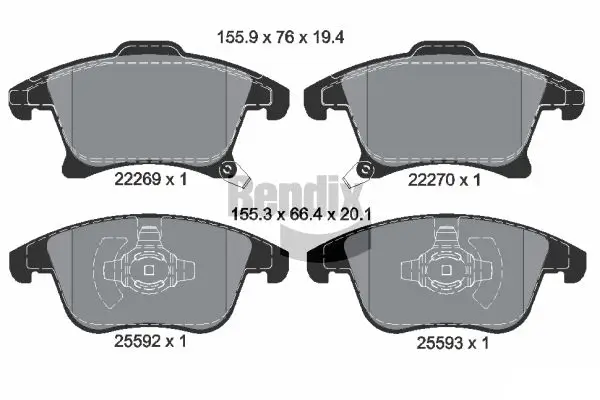 Bremsbelagsatz, Scheibenbremse Vorderachse BENDIX Braking BPD1435