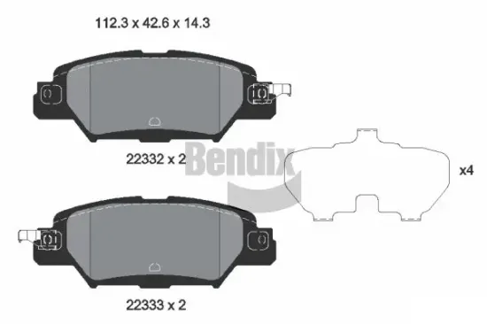 Bremsbelagsatz, Scheibenbremse Hinterachse BENDIX Braking BPD1883 Bild Bremsbelagsatz, Scheibenbremse Hinterachse BENDIX Braking BPD1883