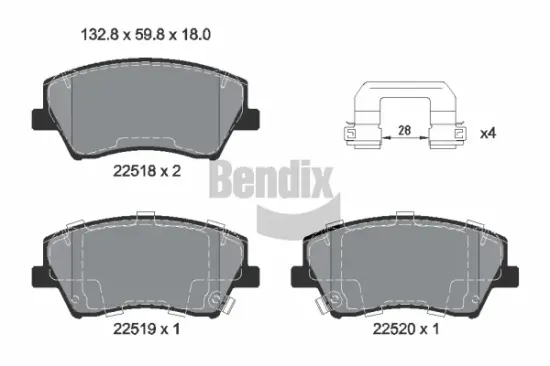 Bremsbelagsatz, Scheibenbremse Vorderachse BENDIX Braking BPD2317 Bild Bremsbelagsatz, Scheibenbremse Vorderachse BENDIX Braking BPD2317