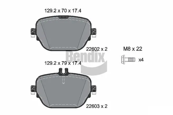 Bremsbelagsatz, Scheibenbremse Hinterachse BENDIX Braking BPD2319