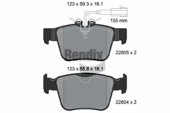 Bremsbelagsatz, Scheibenbremse Hinterachse BENDIX Braking BPD2592 Bild Bremsbelagsatz, Scheibenbremse Hinterachse BENDIX Braking BPD2592