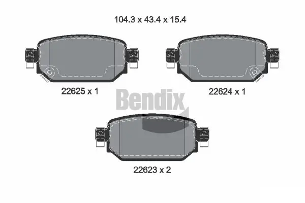 Bremsbelagsatz, Scheibenbremse Hinterachse BENDIX Braking BPD2346