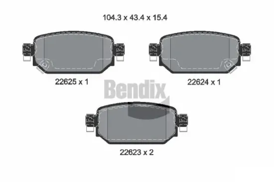 Bremsbelagsatz, Scheibenbremse Hinterachse BENDIX Braking BPD2346 Bild Bremsbelagsatz, Scheibenbremse Hinterachse BENDIX Braking BPD2346