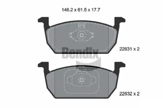 Bremsbelagsatz, Scheibenbremse Vorderachse BENDIX Braking BPD1607 Bild Bremsbelagsatz, Scheibenbremse Vorderachse BENDIX Braking BPD1607