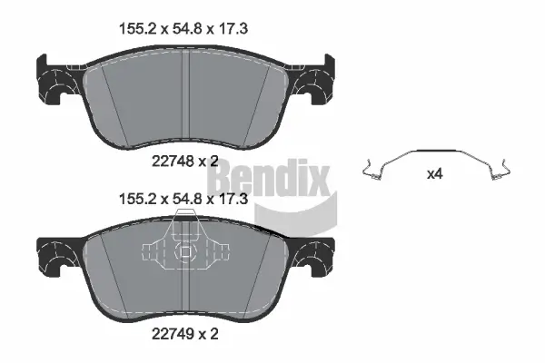 Bremsbelagsatz, Scheibenbremse Vorderachse BENDIX Braking BPD2689