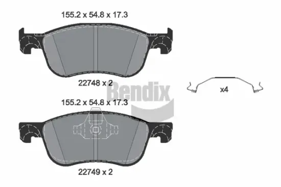Bremsbelagsatz, Scheibenbremse Vorderachse BENDIX Braking BPD2689 Bild Bremsbelagsatz, Scheibenbremse Vorderachse BENDIX Braking BPD2689