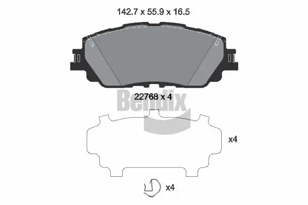 Bremsbelagsatz, Scheibenbremse Vorderachse BENDIX Braking BPD1901
