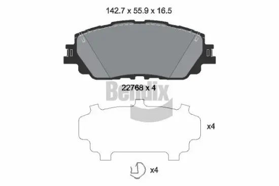 Bremsbelagsatz, Scheibenbremse Vorderachse BENDIX Braking BPD1901 Bild Bremsbelagsatz, Scheibenbremse Vorderachse BENDIX Braking BPD1901