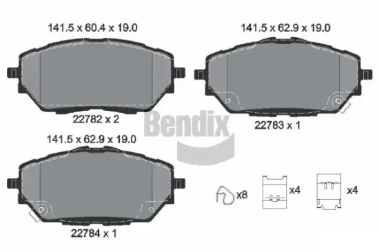 Bremsbelagsatz, Scheibenbremse Vorderachse BENDIX Braking BPD2324 Bild Bremsbelagsatz, Scheibenbremse Vorderachse BENDIX Braking BPD2324