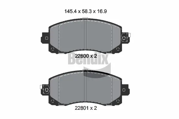 Bremsbelagsatz, Scheibenbremse Vorderachse BENDIX Braking BPD2322