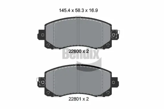 Bremsbelagsatz, Scheibenbremse Vorderachse BENDIX Braking BPD2322 Bild Bremsbelagsatz, Scheibenbremse Vorderachse BENDIX Braking BPD2322