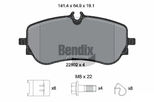 Bremsbelagsatz, Scheibenbremse Hinterachse BENDIX Braking BPD1630