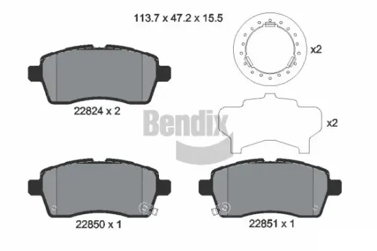 Bremsbelagsatz, Scheibenbremse Vorderachse BENDIX Braking BPD2323 Bild Bremsbelagsatz, Scheibenbremse Vorderachse BENDIX Braking BPD2323
