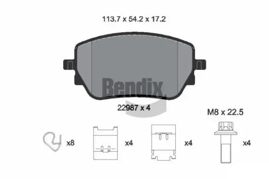 Bremsbelagsatz, Scheibenbremse Hinterachse BENDIX Braking BPD2349 Bild Bremsbelagsatz, Scheibenbremse Hinterachse BENDIX Braking BPD2349