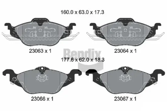 Bremsbelagsatz, Scheibenbremse Vorderachse BENDIX Braking BPD1129 Bild Bremsbelagsatz, Scheibenbremse Vorderachse BENDIX Braking BPD1129