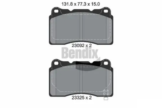 Bremsbelagsatz, Scheibenbremse Vorderachse BENDIX Braking BPD1919 Bild Bremsbelagsatz, Scheibenbremse Vorderachse BENDIX Braking BPD1919