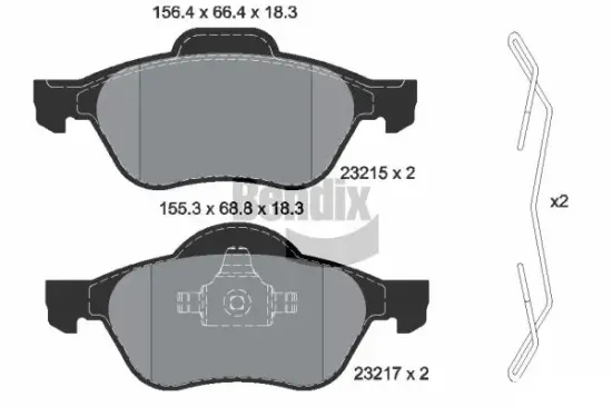 Bremsbelagsatz, Scheibenbremse Vorderachse BENDIX Braking BPD1304 Bild Bremsbelagsatz, Scheibenbremse Vorderachse BENDIX Braking BPD1304