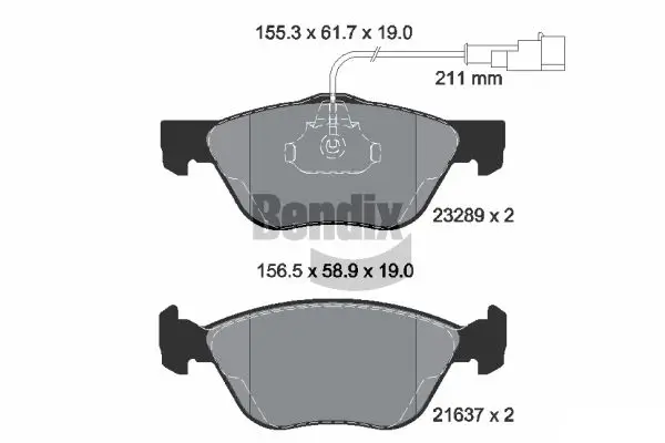 Bremsbelagsatz, Scheibenbremse Vorderachse BENDIX Braking BPD1137