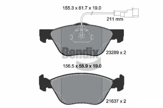 Bremsbelagsatz, Scheibenbremse Vorderachse BENDIX Braking BPD1137 Bild Bremsbelagsatz, Scheibenbremse Vorderachse BENDIX Braking BPD1137