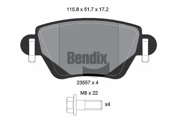 Bremsbelagsatz, Scheibenbremse Hinterachse BENDIX Braking BPD1371