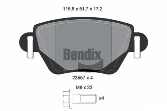 Bremsbelagsatz, Scheibenbremse Hinterachse BENDIX Braking BPD1371 Bild Bremsbelagsatz, Scheibenbremse Hinterachse BENDIX Braking BPD1371