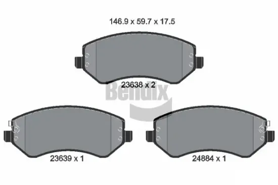 Bremsbelagsatz, Scheibenbremse Vorderachse BENDIX Braking BPD2020 Bild Bremsbelagsatz, Scheibenbremse Vorderachse BENDIX Braking BPD2020