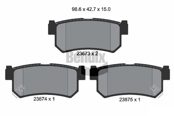 Bremsbelagsatz, Scheibenbremse Hinterachse BENDIX Braking BPD2026