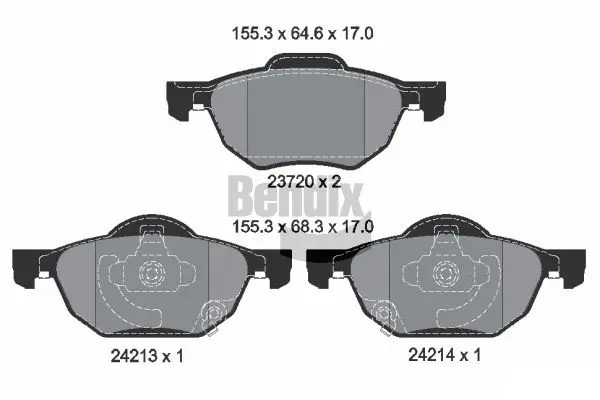 Bremsbelagsatz, Scheibenbremse Vorderachse BENDIX Braking BPD1449
