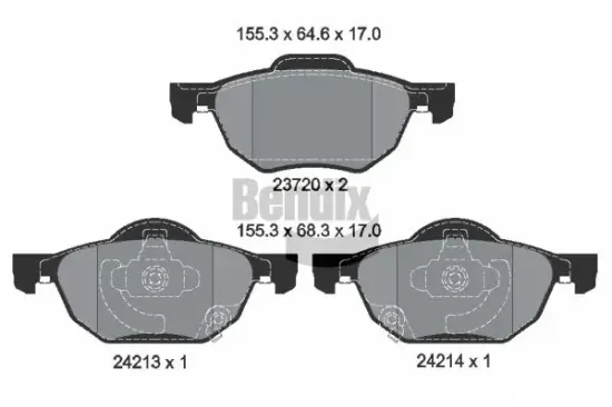 Bremsbelagsatz, Scheibenbremse Vorderachse BENDIX Braking BPD1449 Bild Bremsbelagsatz, Scheibenbremse Vorderachse BENDIX Braking BPD1449