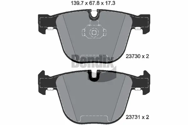 Bremsbelagsatz, Scheibenbremse Hinterachse BENDIX Braking BPD1469
