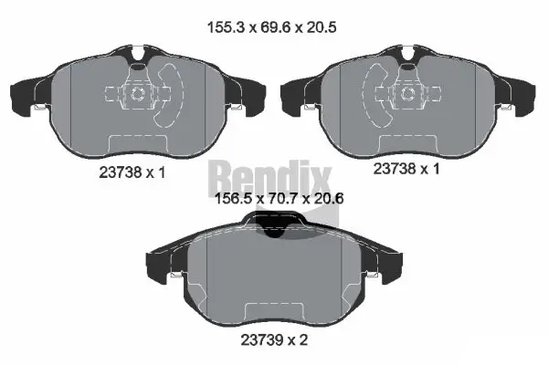 Bremsbelagsatz, Scheibenbremse Vorderachse BENDIX Braking BPD1357