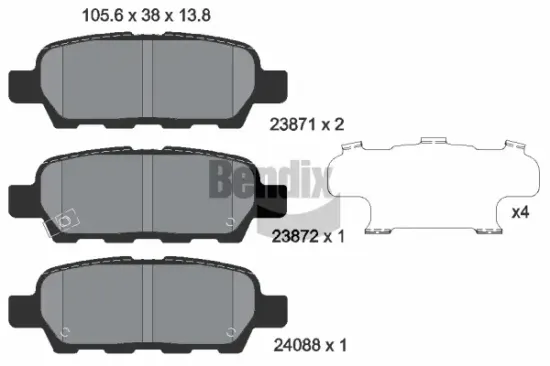 Bremsbelagsatz, Scheibenbremse Hinterachse BENDIX Braking BPD1071 Bild Bremsbelagsatz, Scheibenbremse Hinterachse BENDIX Braking BPD1071