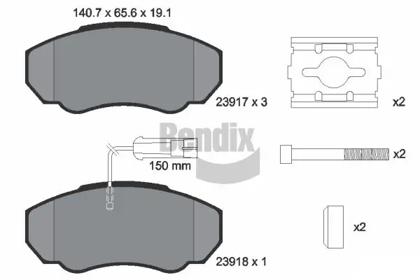 Bremsbelagsatz, Scheibenbremse BENDIX Braking BPD1161