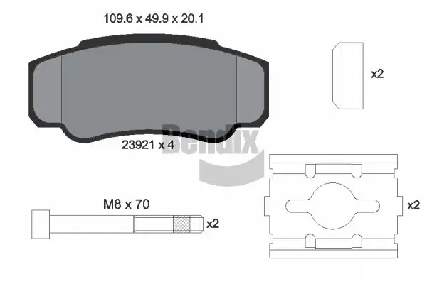 Bremsbelagsatz, Scheibenbremse Hinterachse BENDIX Braking BPD1340