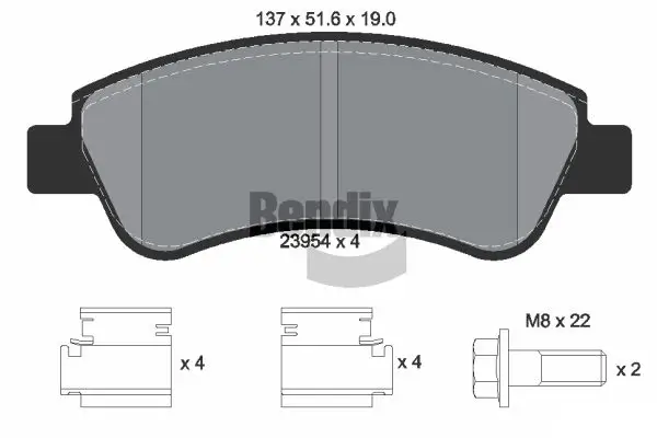 Bremsbelagsatz, Scheibenbremse Vorderachse BENDIX Braking BPD1002