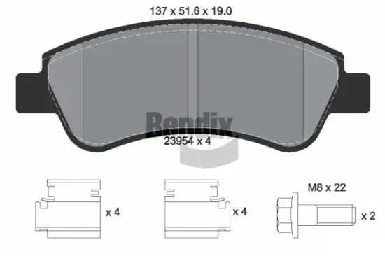 Bremsbelagsatz, Scheibenbremse Vorderachse BENDIX Braking BPD1002 Bild Bremsbelagsatz, Scheibenbremse Vorderachse BENDIX Braking BPD1002
