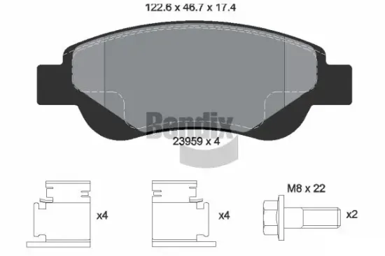 Bremsbelagsatz, Scheibenbremse Vorderachse BENDIX Braking BPD1049 Bild Bremsbelagsatz, Scheibenbremse Vorderachse BENDIX Braking BPD1049