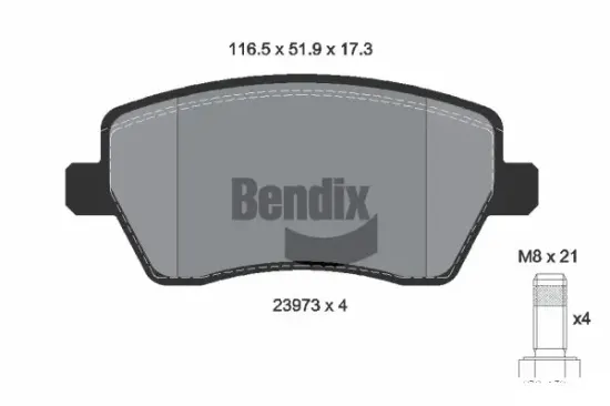 Bremsbelagsatz, Scheibenbremse Vorderachse BENDIX Braking BPD1003 Bild Bremsbelagsatz, Scheibenbremse Vorderachse BENDIX Braking BPD1003