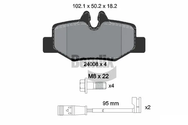 Bremsbelagsatz, Scheibenbremse Hinterachse BENDIX Braking BPD1089