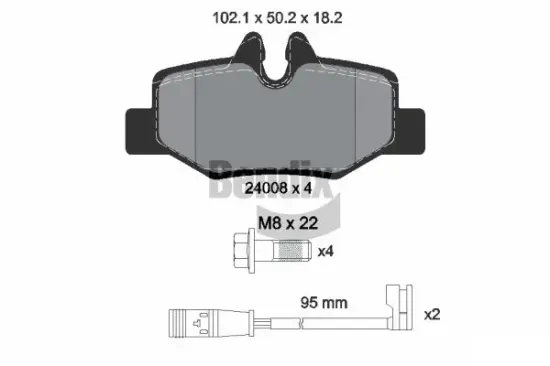 Bremsbelagsatz, Scheibenbremse Hinterachse BENDIX Braking BPD1089 Bild Bremsbelagsatz, Scheibenbremse Hinterachse BENDIX Braking BPD1089
