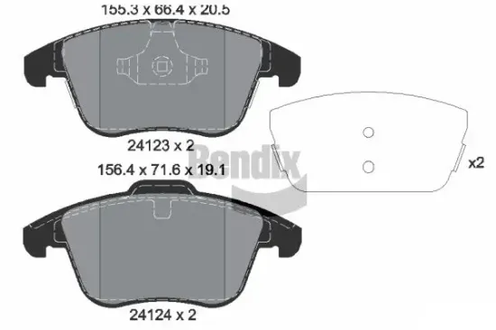 Bremsbelagsatz, Scheibenbremse Vorderachse BENDIX Braking BPD1404 Bild Bremsbelagsatz, Scheibenbremse Vorderachse BENDIX Braking BPD1404