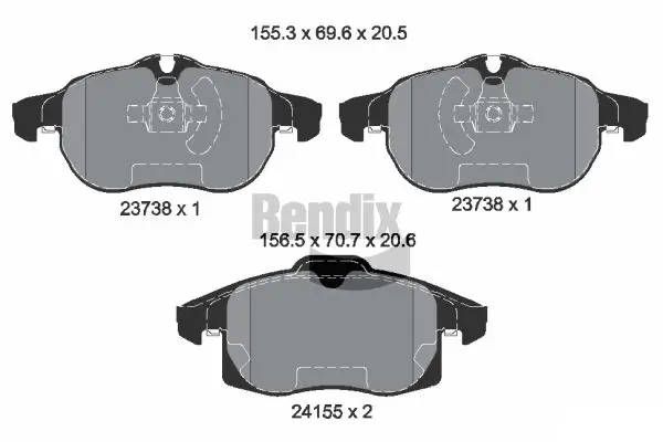Bremsbelagsatz, Scheibenbremse Vorderachse BENDIX Braking BPD1533